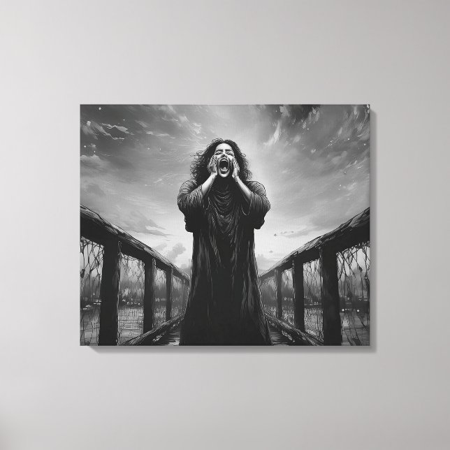 Impressão Em Tela Expressão de Tempestade do Desespero na Arte em Es (Frente)