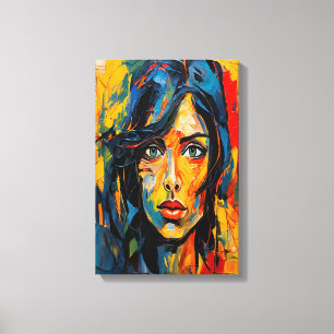 Impressão Em Tela Expressionista Vibrante Retrato Abstrato Arte Negr