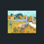 Impressão Em Tela Fábrica de Provença | Vincent van Gogh<br><div class="desc">Farmhouse in Provence (1888) por Vincent Van Gogh,  artista poste-impressionista holandês. Arte original é um óleo na pintura da paisagem da canvas em amarelos vibrantes do ouro e tons azuis aqua. Use as ferramentas de design para adicionar texto personalizado ou personalizar a imagem.</div>