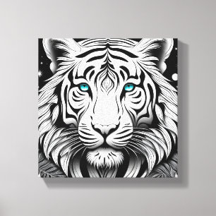 Impressão Em Tela Face de Tigre Ilustrada