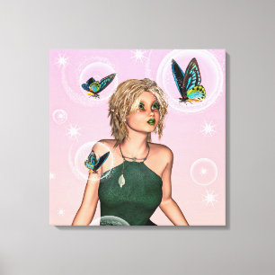 Impressão Em Tela Fada Borboleta Brilhante Arte de Fantasia
