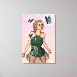 Impressão Em Tela Fada Borboleta Brilhante Arte de Fantasia