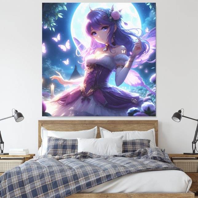 Impressão Em Tela Fada de Lua de Lua de Violeta da Menina de Anime (Insitu(Quarto))