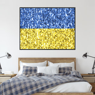 Impressão Em Tela Faíscas de brilho azul amarelo da bandeira da Ucrâ