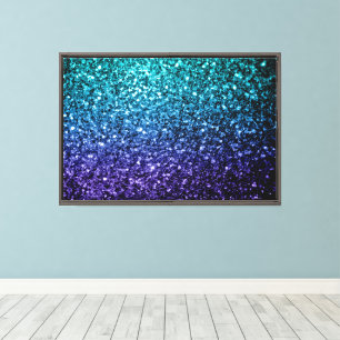 Impressão Em Tela Faíscas de brilho azul-aqua Ombre faux
