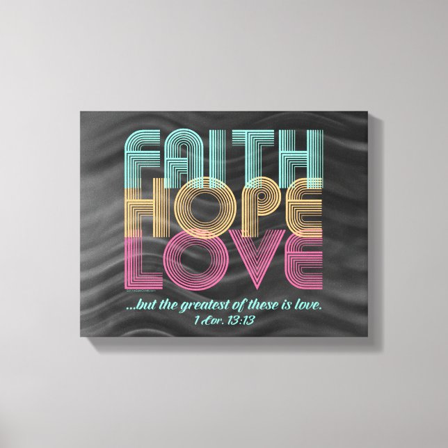 Impressão Em Tela Faith Hope ama Bíblia cristã Verso Retro (Frente)