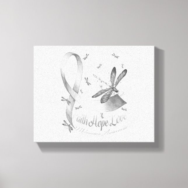 Impressão Em Tela Faith Hope Love Melanoma Sensibilização Dragonfly (Frente)