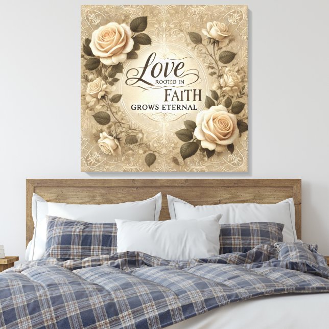 Impressão Em Tela Faith & Love AI art (Insitu(Quarto))