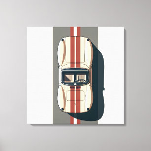 Impressão Em Tela Faixa de Carro de Corrida Retro Minimalista