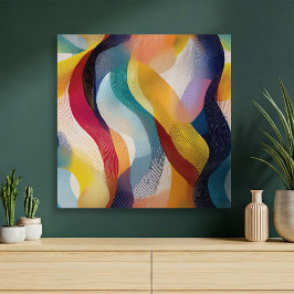 Impressão Em Tela Faixas Coloridas Abstratas e Giratórias