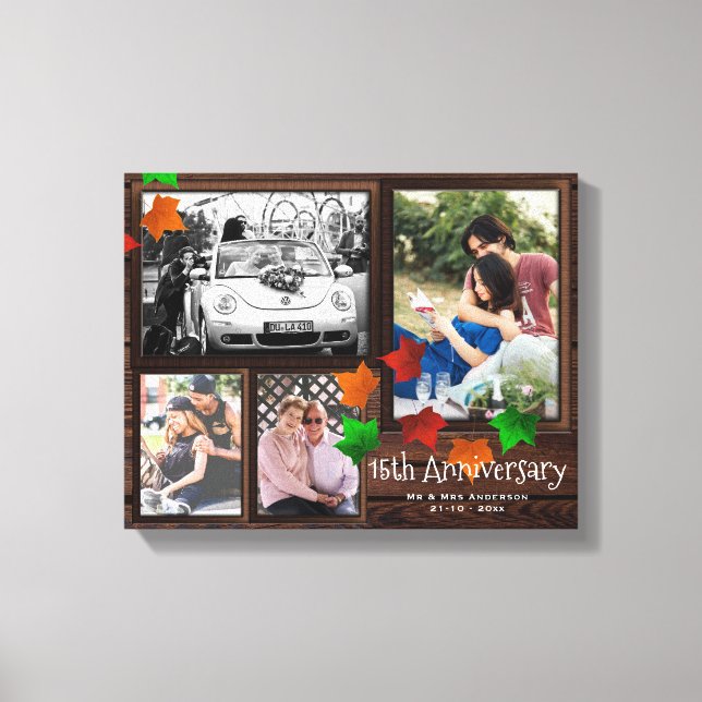 Impressão Em Tela Fall ANNIVERSARY Photo Collage Rustic ADD YEARS (Frente)