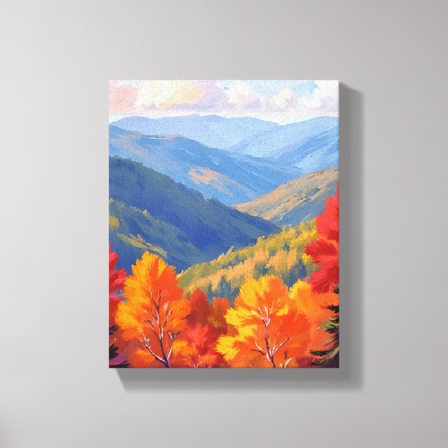 Impressão Em Tela Fall Foliage | Watercolor Mountain Landscape (Frente)