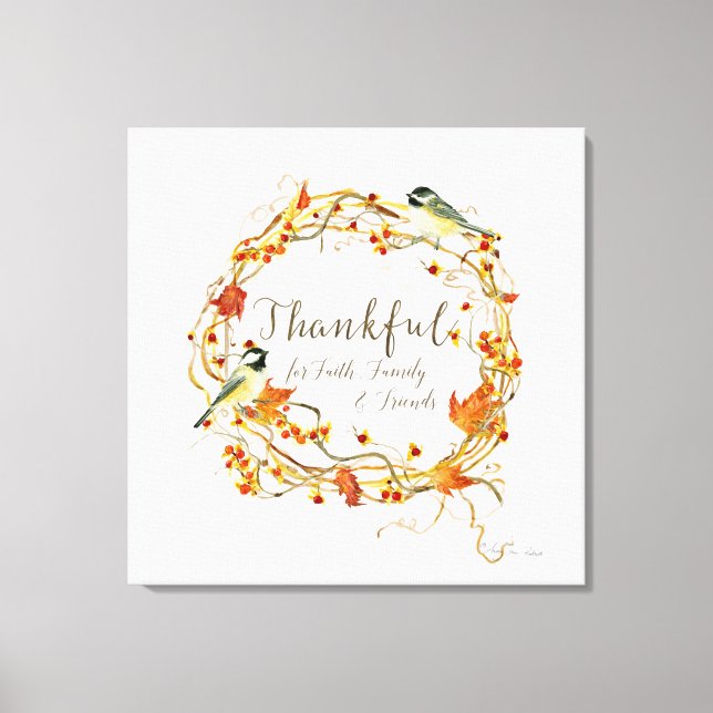 Impressão Em Tela Fall Leaf Wreath Graças à família Faith (Frente)
