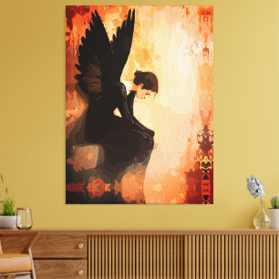 Impressão Em Tela Fallen Grace - Reflexão Melancólica do Anjo