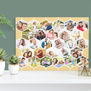 Impressão Em Tela Família 28 Foto Collage Honeycomb Mosaic