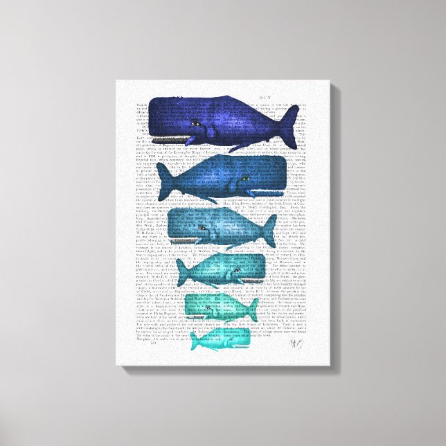 Impressão Em Tela Família Baleia Azul (Frente)