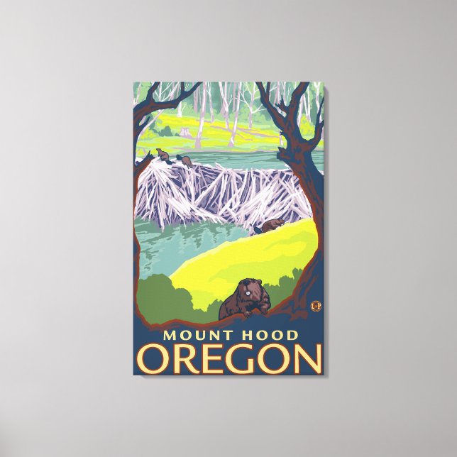 Impressão Em Tela Família Beaver - Mount Hood, Oregon (Frente)