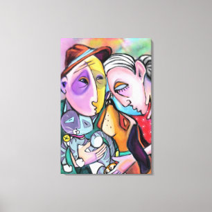 Impressão Em Tela Família de Knit Próximo - Estilo de Arte - Pintu