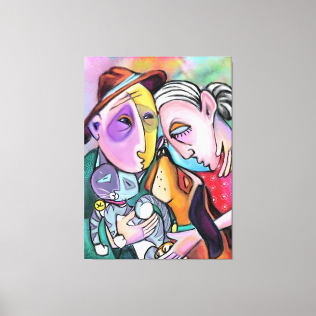 Impressão Em Tela Família de Knit Próximo - Estilo de Arte - Pintura (Frente)