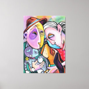 Impressão Em Tela Família de Knit Próximo - Estilo de Arte - Pintura