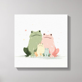 Impressão Em Tela Família de Rãs – Arte Animal Caprichosa e Fofa