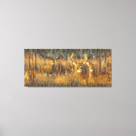 Impressão Em Tela Família De Veados Na Manhã Do Outono Sun