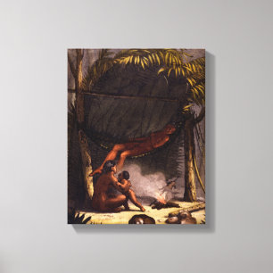 Impressão Em Tela Família do nativo americano sob um abrigo da folh