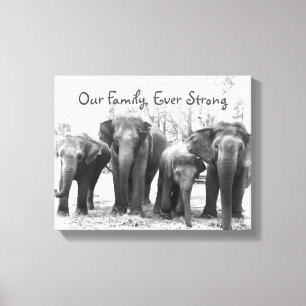 Impressão Em Tela Família Elefante