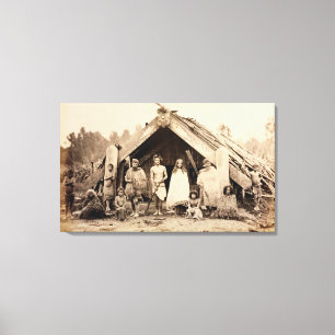 Impressão Em Tela Família maori, Nova Zelândia, c.1880s (impressã