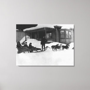 Impressão Em Tela Família viajando por Cachorro no Alasca