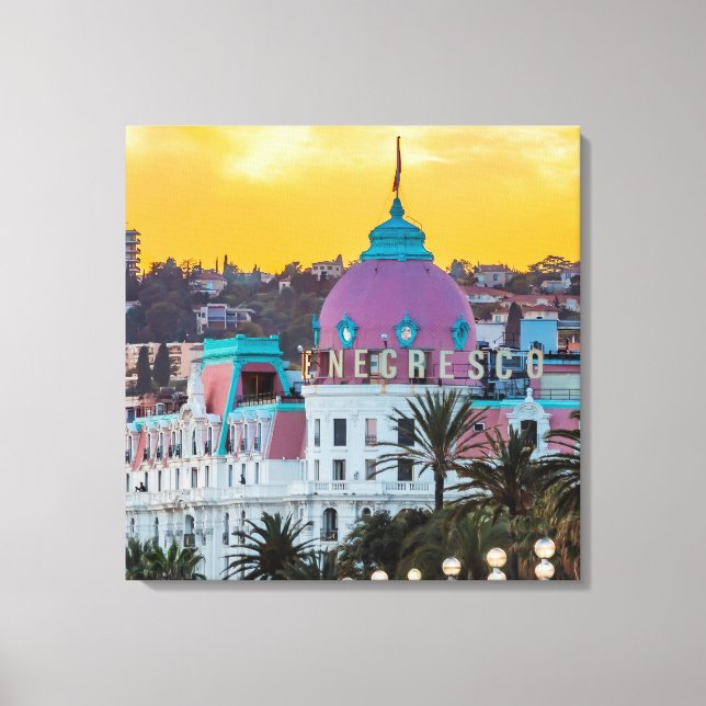 Impressão Em Tela Famoso hotel de luxo Hotel Negresco em Nice França (Frente)