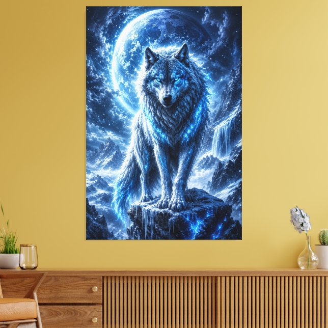 Impressão em Tela Fantasia da Lua do Lobo Congelad (Insitu(Sala de estar))