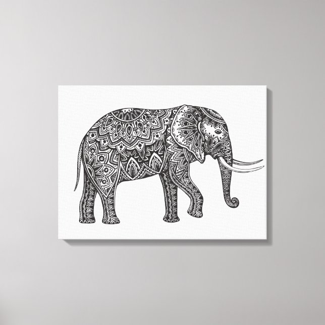 Impressão Em Tela Fantasia Estilizada, Elephant Doodle 6 (Frente)