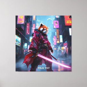 Impressão Em Tela Fantasia Panda Vermelho Samurai Fofo