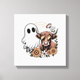 Impressão Em Tela Fantasma de Vaca das Terras Altas do Outono Floral