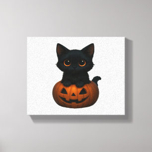 Impressão Em Tela Fantasma e Camisa-T de Gato de Halloween Retro