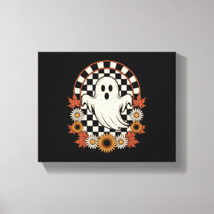 Impressão Em Tela Fantasma Floral Outono Boho Halloween