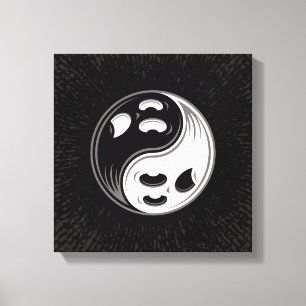 Impressão Em Tela Fantasma Yin Yang Black and White
