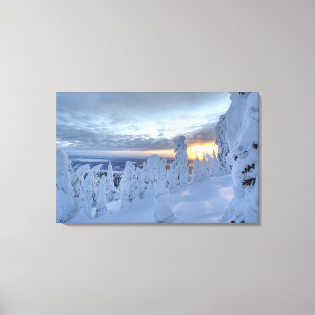 Impressão Em Tela Fantasmas de neve no pôr do sol na Montanha Whitef (Frente)