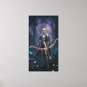 Impressão Em Tela Fantasy anime cena de um elegante guerreiro de elf
