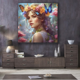 Impressão Em Tela Fantasy Belo Jardim Flor das Borboletas