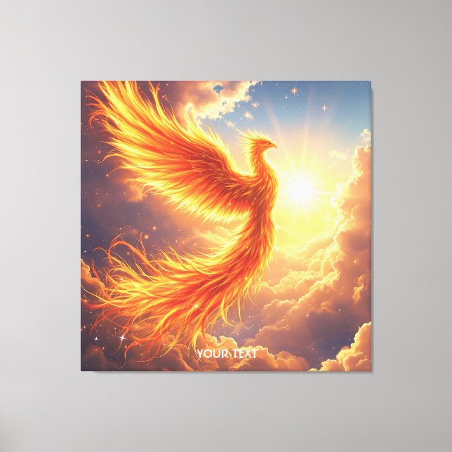 Impressão Em Tela Fantasy Cuja Flaming Phoenix Sobe (Frente)