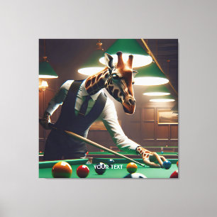 Impressão Em Tela Fantasy Cuja Girafa Joga Snooker