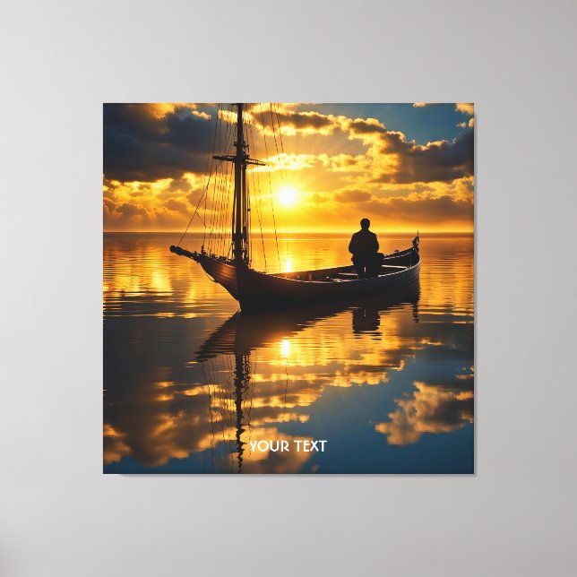 Impressão Em Tela Fantasy Cute Boat Sunset Sea (Frente)