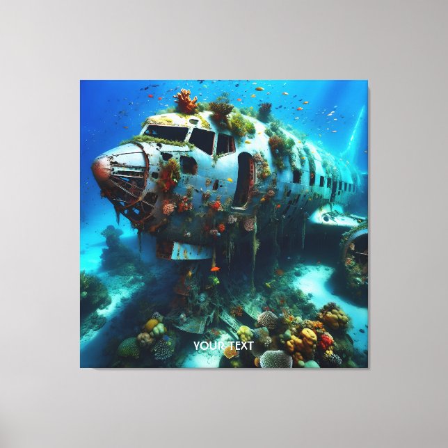 Impressão Em Tela Fantasy Cute Broken Airplane Ocean (Frente)