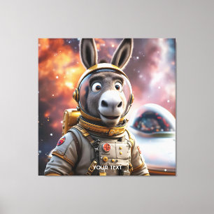 Impressão Em Tela Fantasy Cute Donkey Astronauta Space