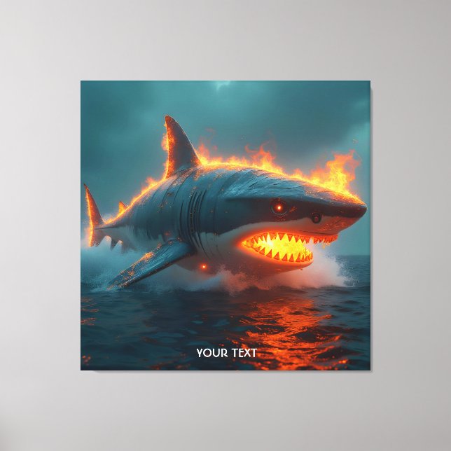 Impressão Em Tela Fantasy Cute Fire Shark Sea (Frente)