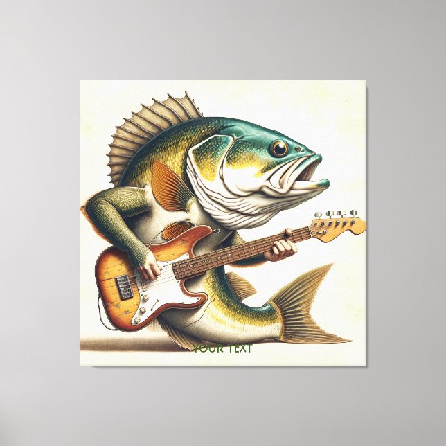 Impressão Em Tela Fantasy Cute Fish Eletro Guitar (Frente)