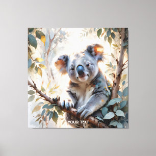 Impressão Em Tela Fantasy Cute Koala Tree Watercolor