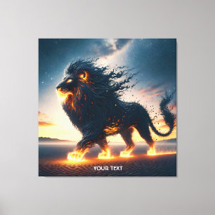 Impressão Em Tela Fantasy Cute Lion Desert Fire